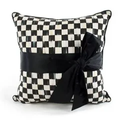 MacKenzie-Childs Courtly Check  Black Sash Throw Pillow< Pillows, Throws, & Cushions