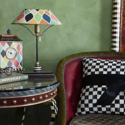 MacKenzie-Childs Courtly Check  Black Sash Throw Pillow< Pillows, Throws, & Cushions