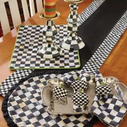 MacKenzie-Childs Courtly Check Black Table Runner< Kitchen & Table Linens