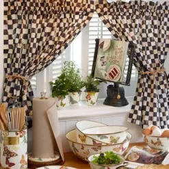 MacKenzie-Childs Courtly Check Cafe Curtains, Set of 2< Room Accents
