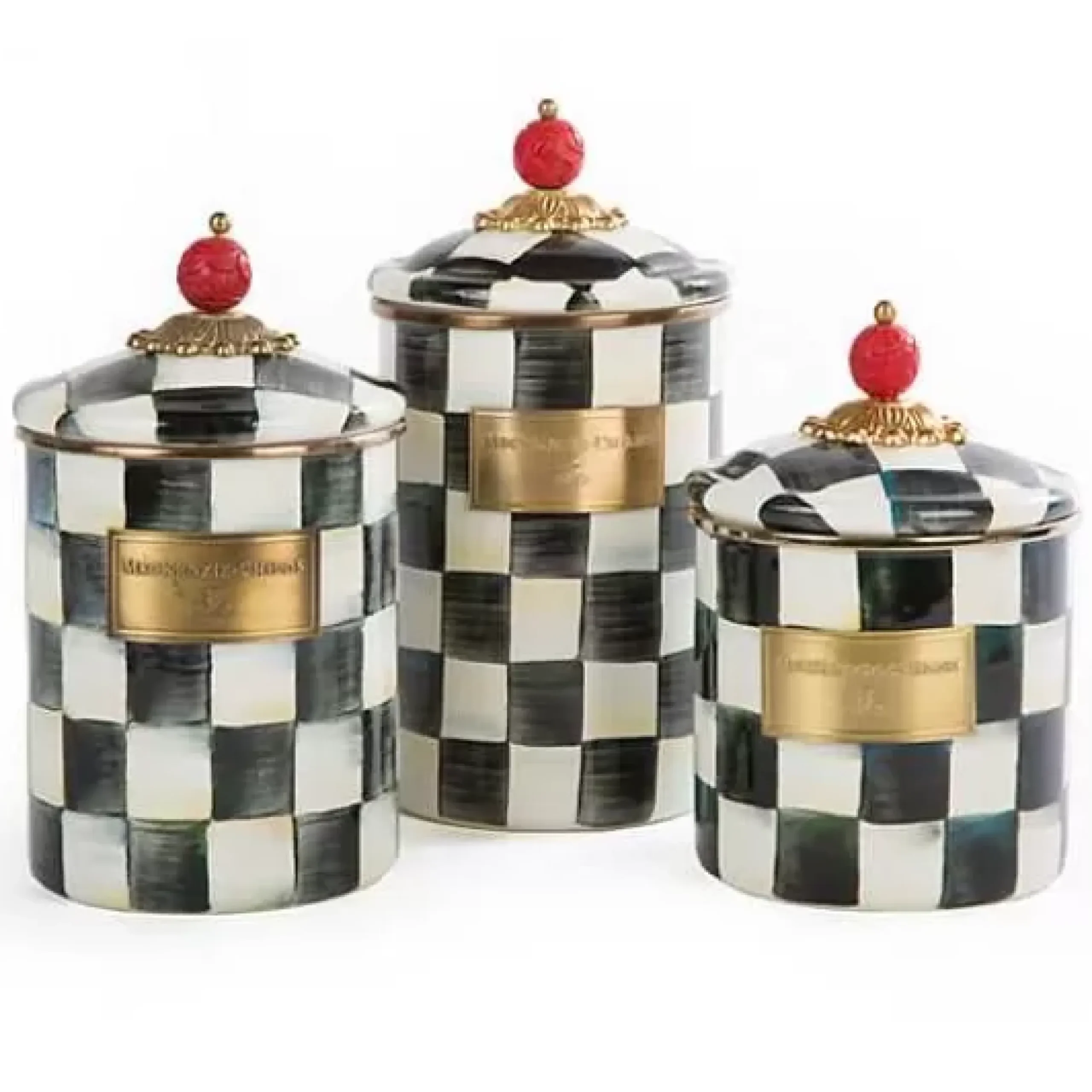 MacKenzie-Childs Courtly Check Canisters, Set of 3< Kitchen & Dining Sets|Kitchen Storage & Organization