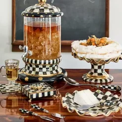 MacKenzie-Childs Courtly Check Ceramic Fluted Cake Stand< Serveware