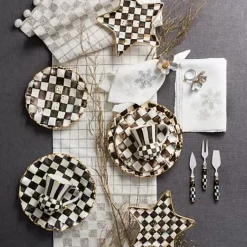 MacKenzie-Childs Courtly Check Ceramic Fluted Dinner Plate< Dinnerware & Flatware