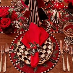 MacKenzie-Childs Courtly Check Ceramic Fluted Dinner Plate< Dinnerware & Flatware