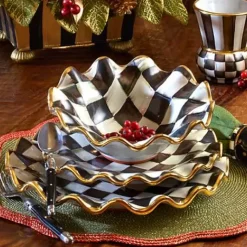 MacKenzie-Childs Courtly Check Ceramic Fluted Dessert Plate< Dinnerware & Flatware