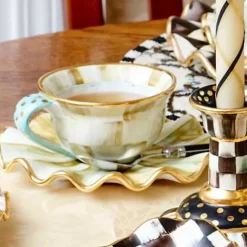 MacKenzie-Childs Courtly Check Ceramic Fluted Dessert Plate< Dinnerware & Flatware
