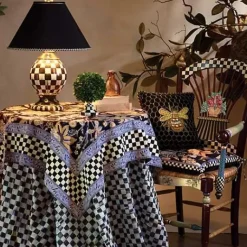 MacKenzie-Childs Courtly Check Ceramic Globe Lamp< Room Accents|Lighting
