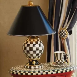 MacKenzie-Childs Courtly Check Ceramic Globe Lamp< Room Accents|Lighting