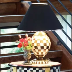 MacKenzie-Childs Courtly Check Ceramic Globe Lamp< Room Accents|Lighting