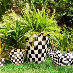 MacKenzie-Childs Courtly Check Ceramic Jumbo Garden Pot< Outdoor