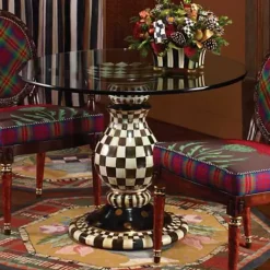 MacKenzie-Childs Courtly Check Ceramic Pedestal Table Base< Dining Room & Kitchen