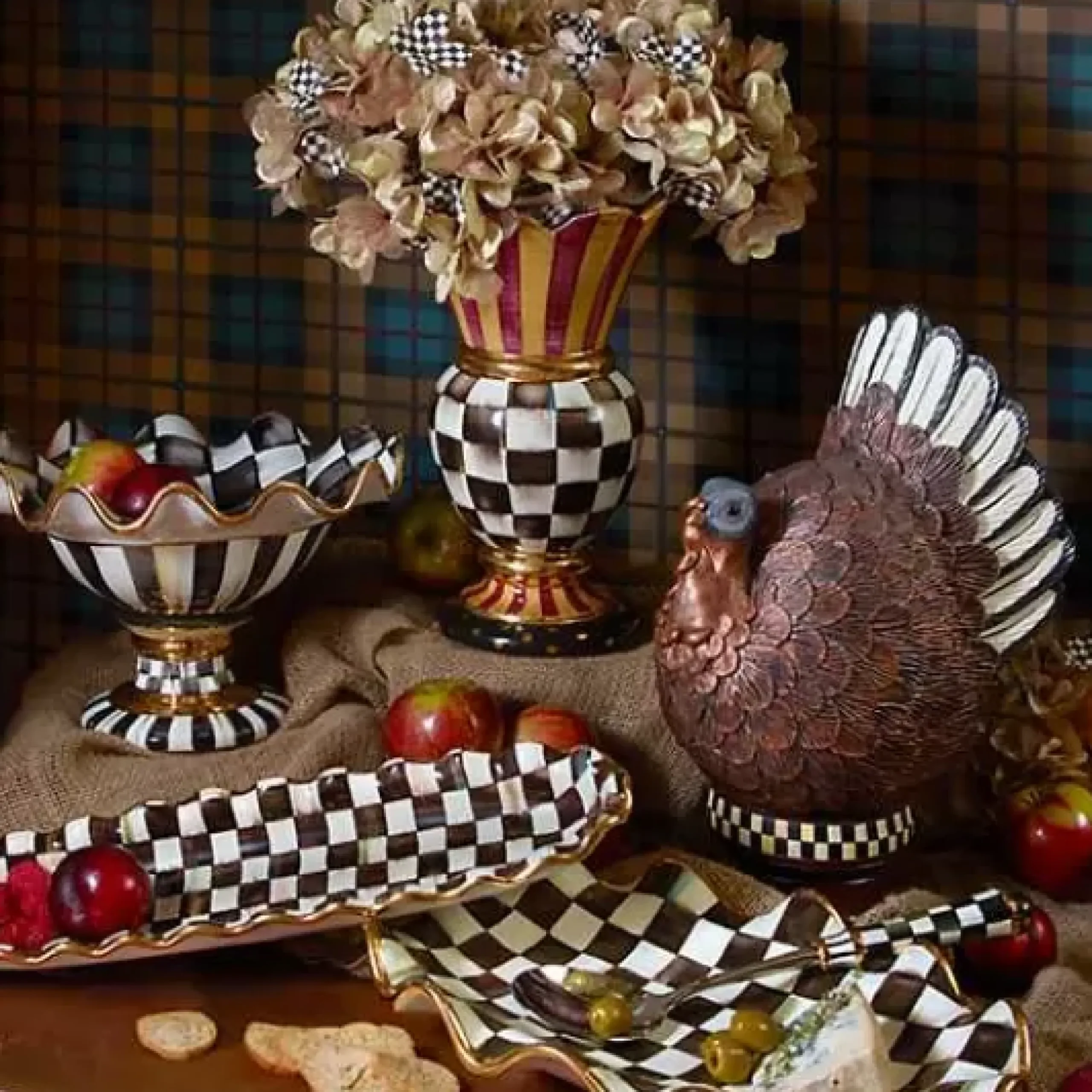 MacKenzie-Childs Courtly Check Ceramic Serving Platter< Serveware