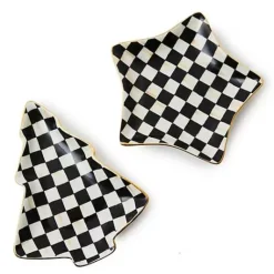 MacKenzie-Childs Courtly Check Ceramic Star  Tree Trinket Trays, Set of 2< Holiday|Decor Sets