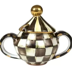 MacKenzie-Childs Courtly Check Ceramic Sugar Bowl with Lid< The Coffee Shop|Serveware