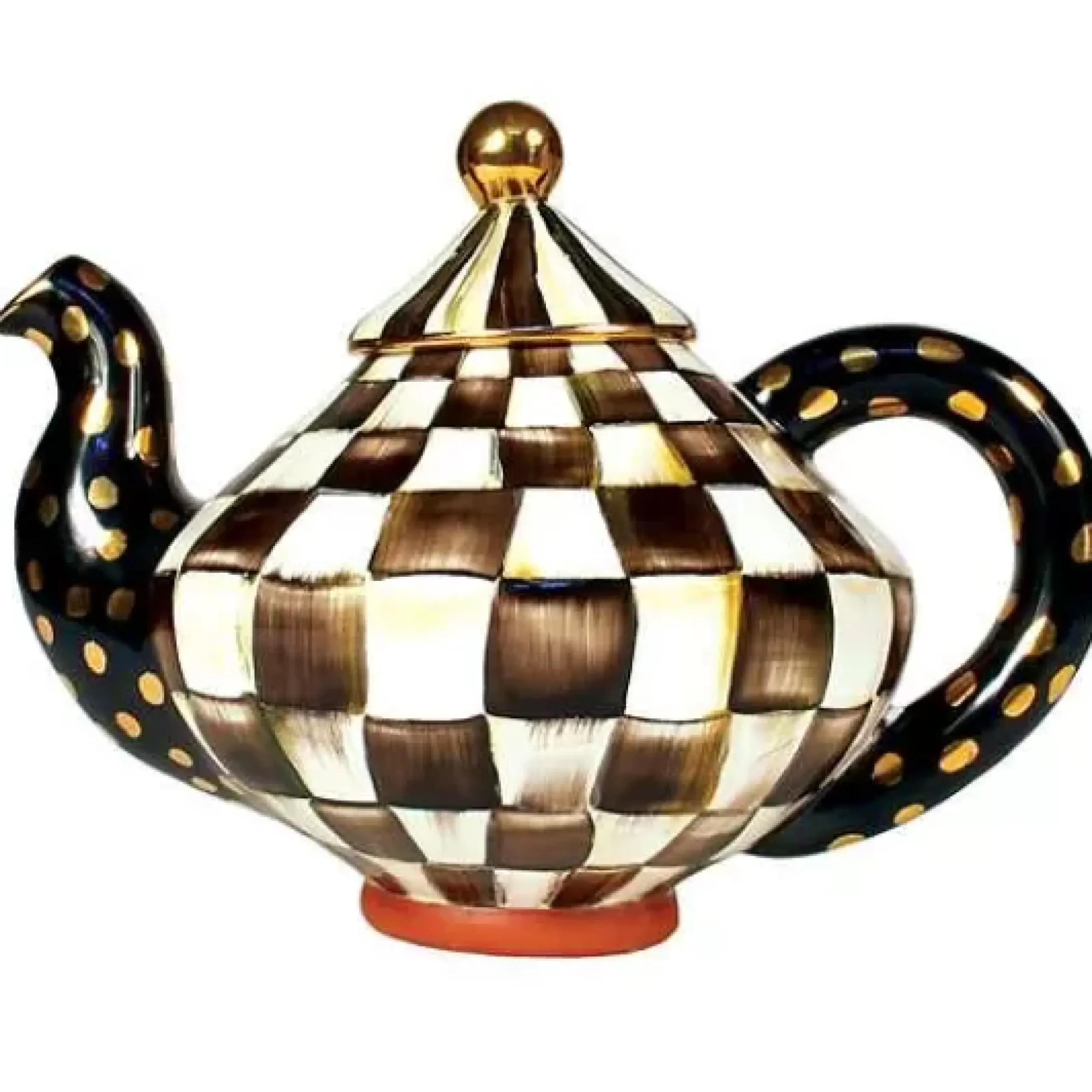 MacKenzie-Childs Courtly Check Ceramic Teapot< Serveware|Tea Kettles