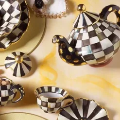 MacKenzie-Childs Courtly Check Ceramic Teapot< Serveware|Tea Kettles