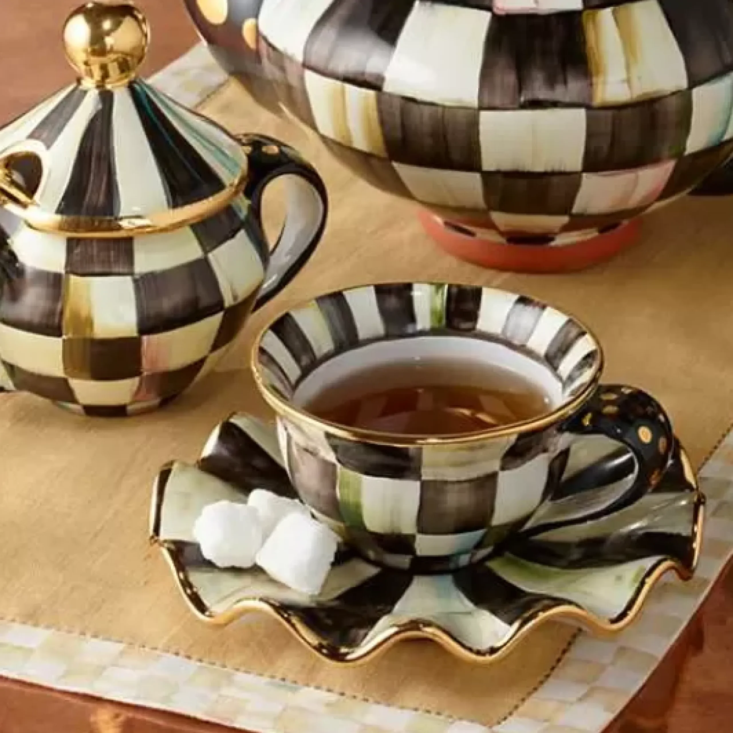 MacKenzie-Childs Courtly Check Ceramic Teacup< Dinnerware & Flatware