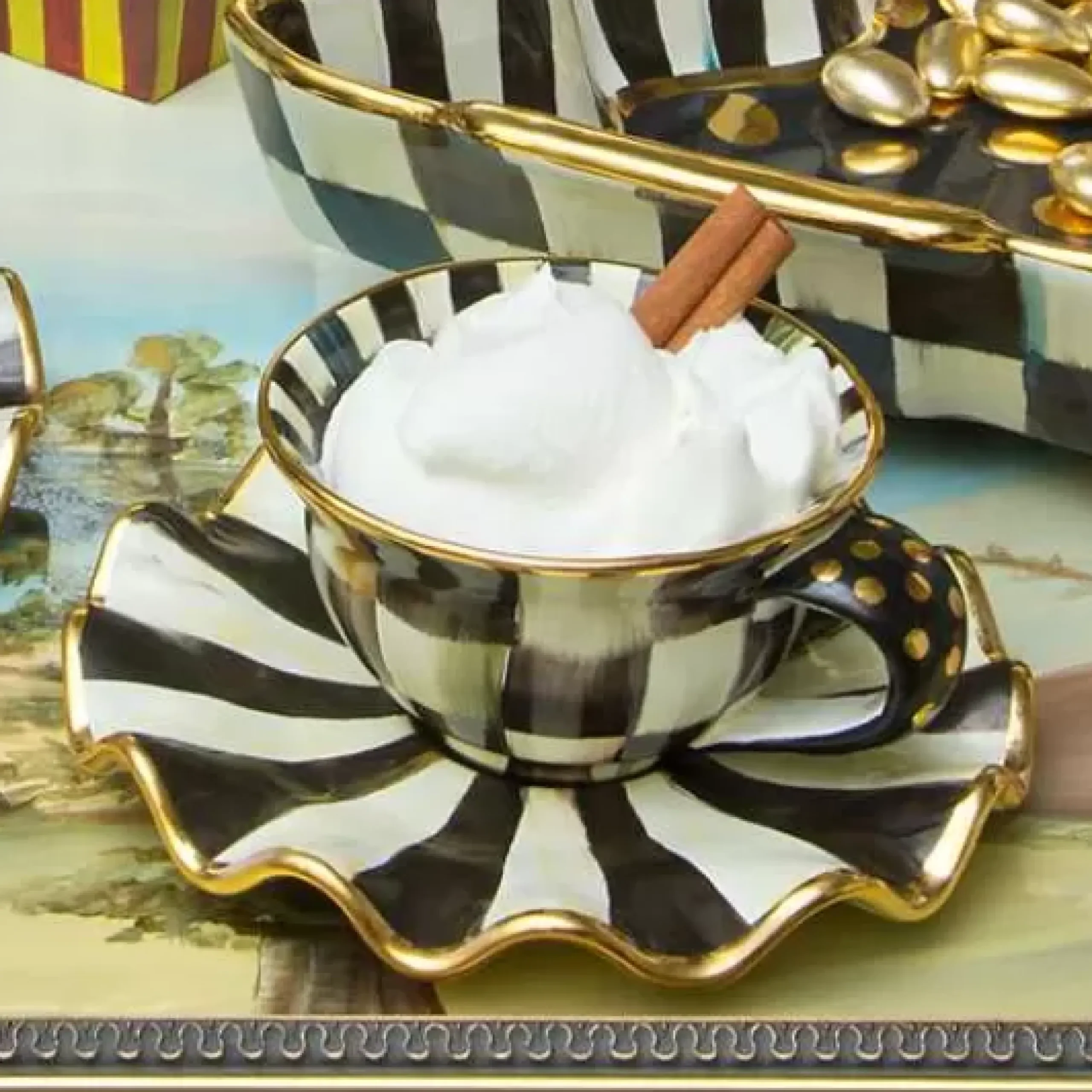 MacKenzie-Childs Courtly Check Ceramic Teacup< Dinnerware & Flatware