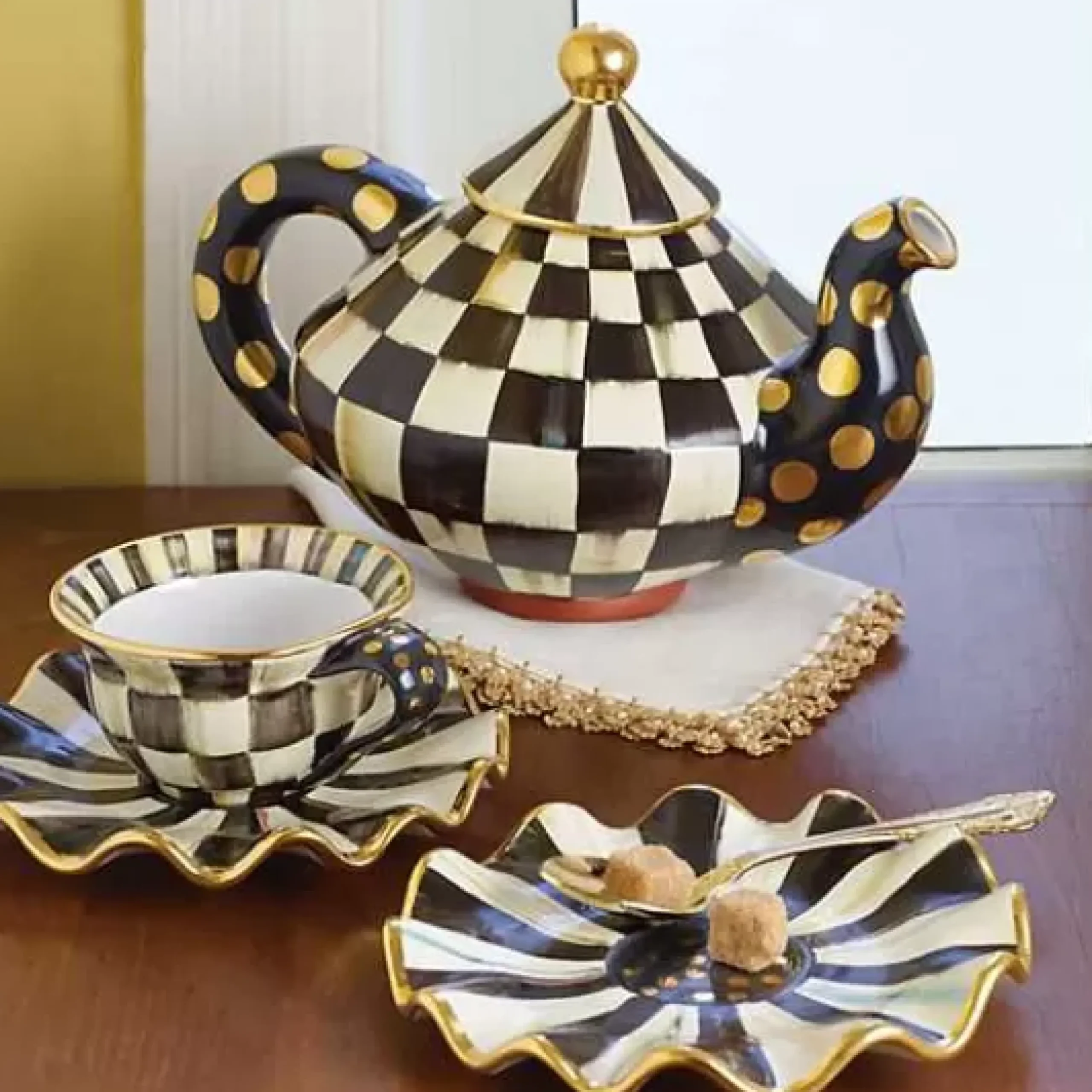 MacKenzie-Childs Courtly Check Ceramic Teacup< Dinnerware & Flatware