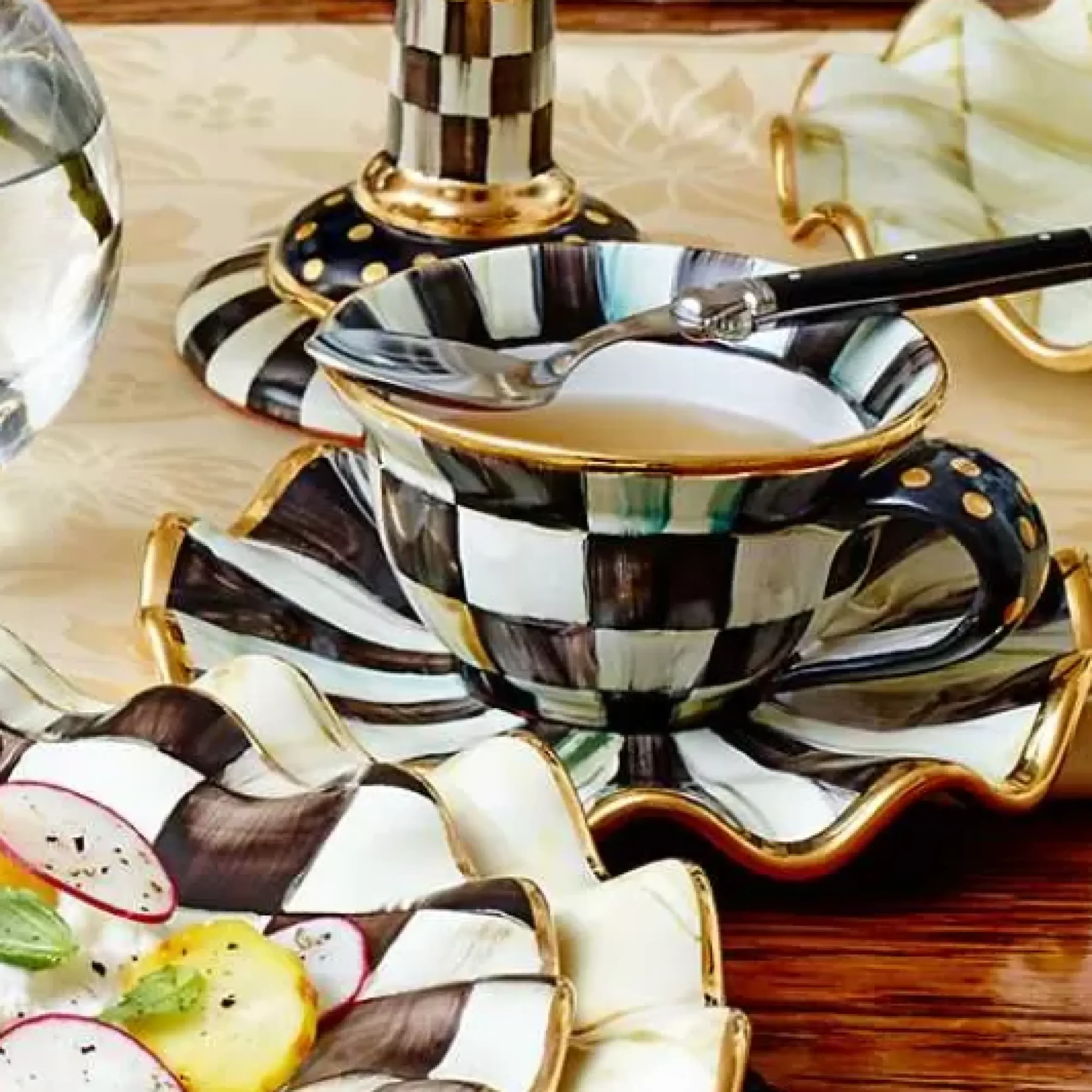 MacKenzie-Childs Courtly Check Ceramic Teacup< Dinnerware & Flatware