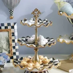 MacKenzie-Childs Courtly Check Ceramic Three Tier Sweet Stand< Bar Entertaining|Serveware