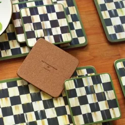MacKenzie-Childs Courtly Check Cork Back Coasters, Set of 4< Table Accessories|Kitchen & Table Linens