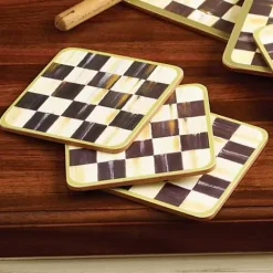 MacKenzie-Childs Courtly Check Cork Back Coasters, Set of 4< Table Accessories|Kitchen & Table Linens