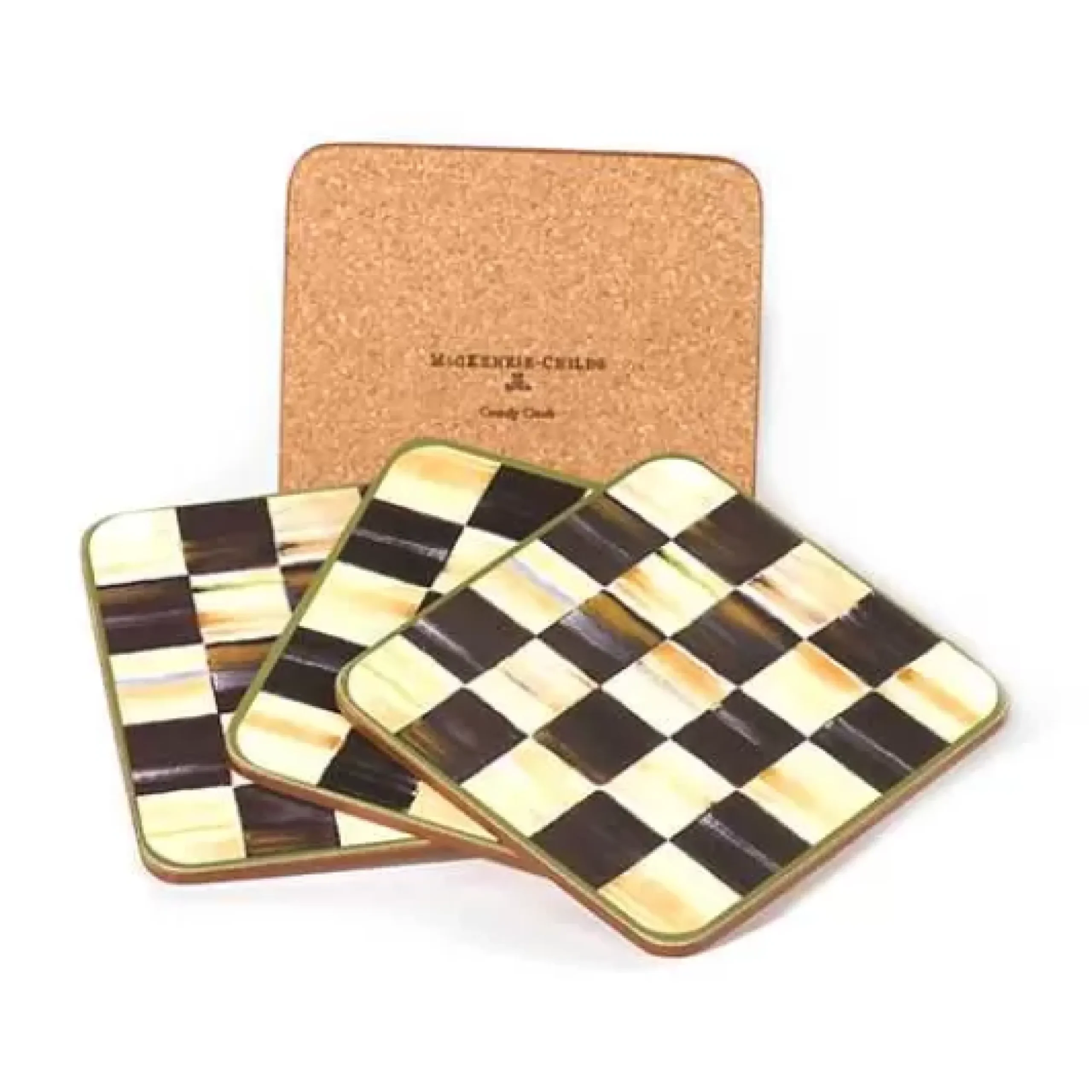 MacKenzie-Childs Courtly Check Cork Back Coasters, Set of 4< Table Accessories|Kitchen & Table Linens