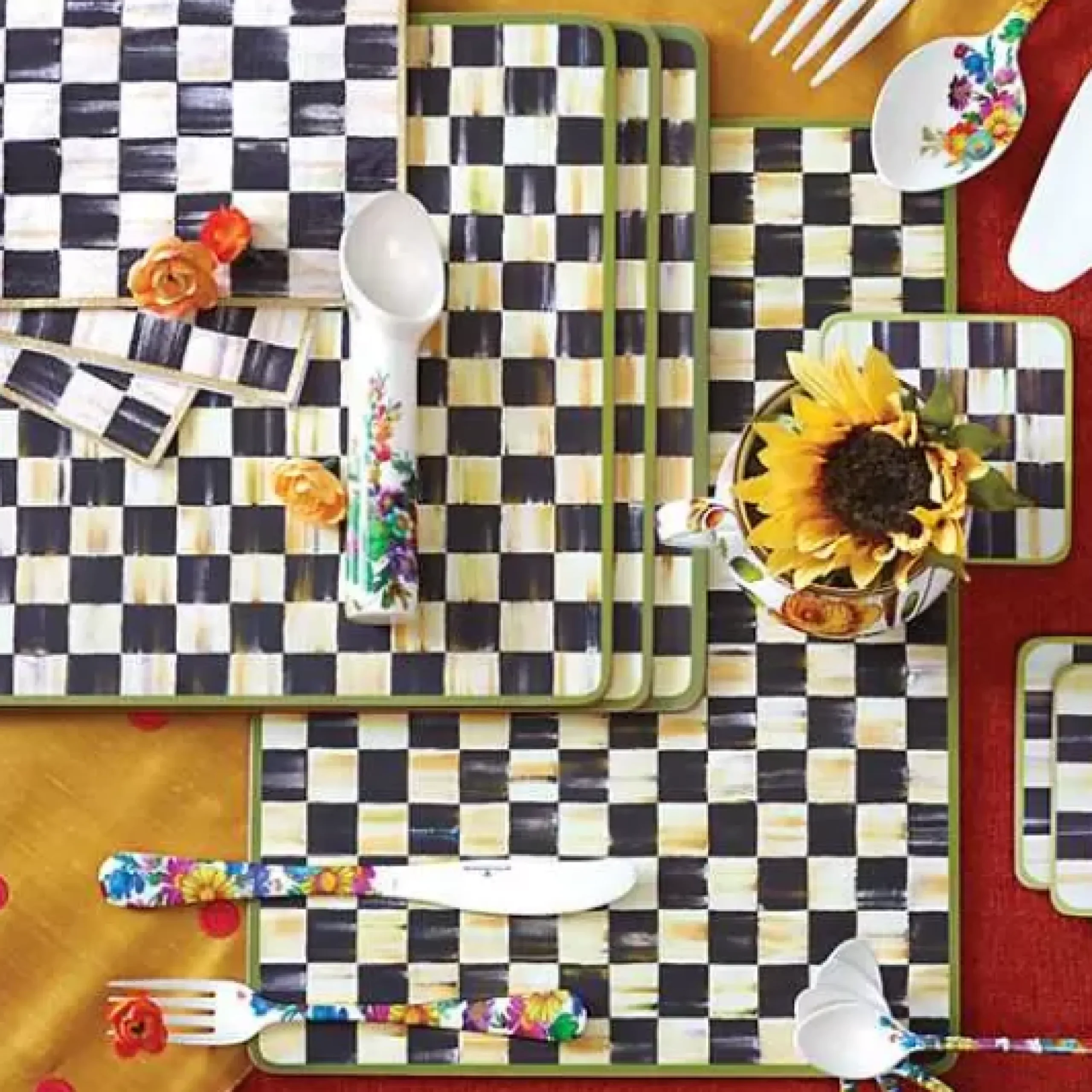 MacKenzie-Childs Courtly Check Cork Back Placemats, Set of 4< Table Accessories|Kitchen & Table Linens
