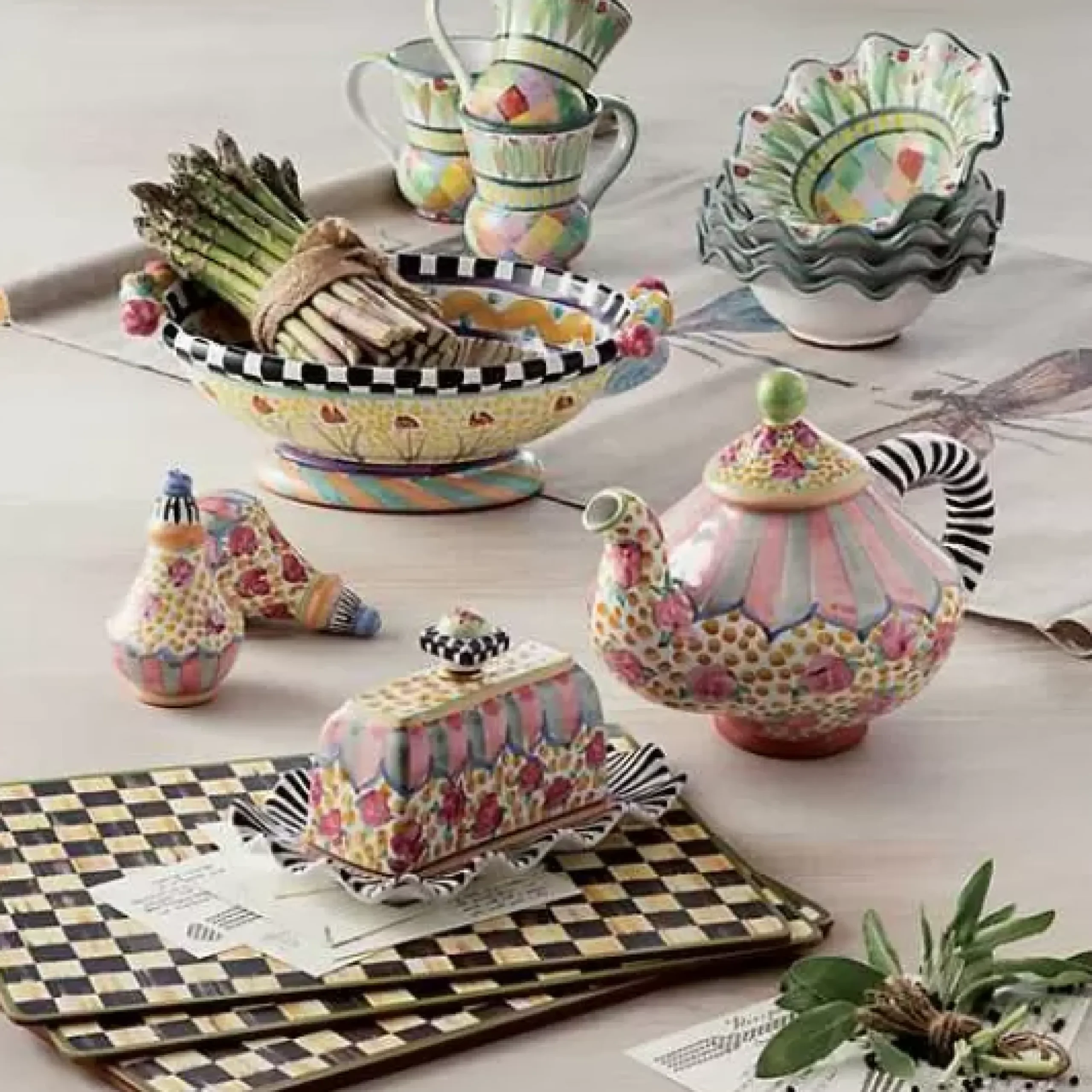MacKenzie-Childs Courtly Check Cork Back Placemats, Set of 4< Table Accessories|Kitchen & Table Linens