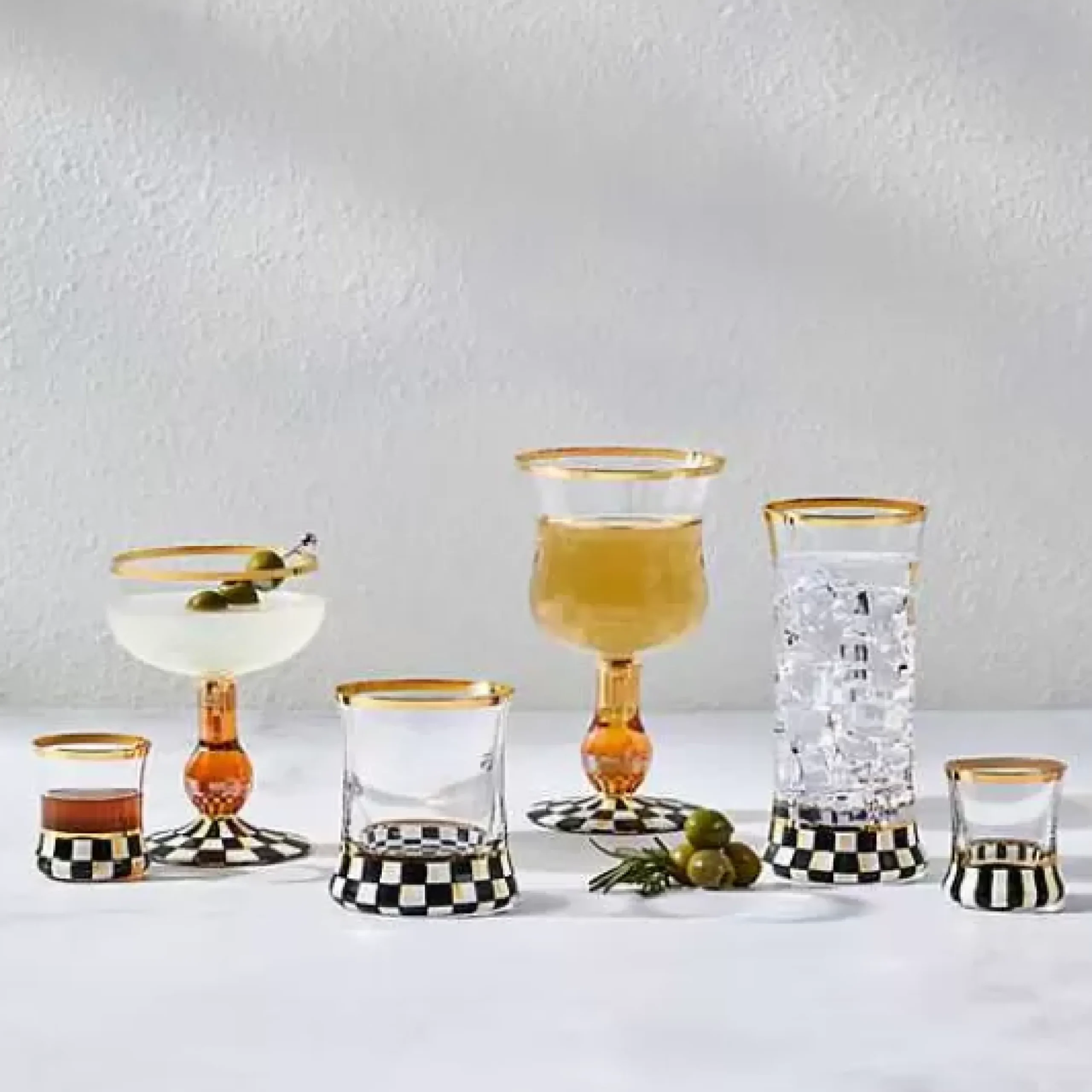 MacKenzie-Childs Courtly Check Coupe Glass< Fall Entertaining|Drinkware