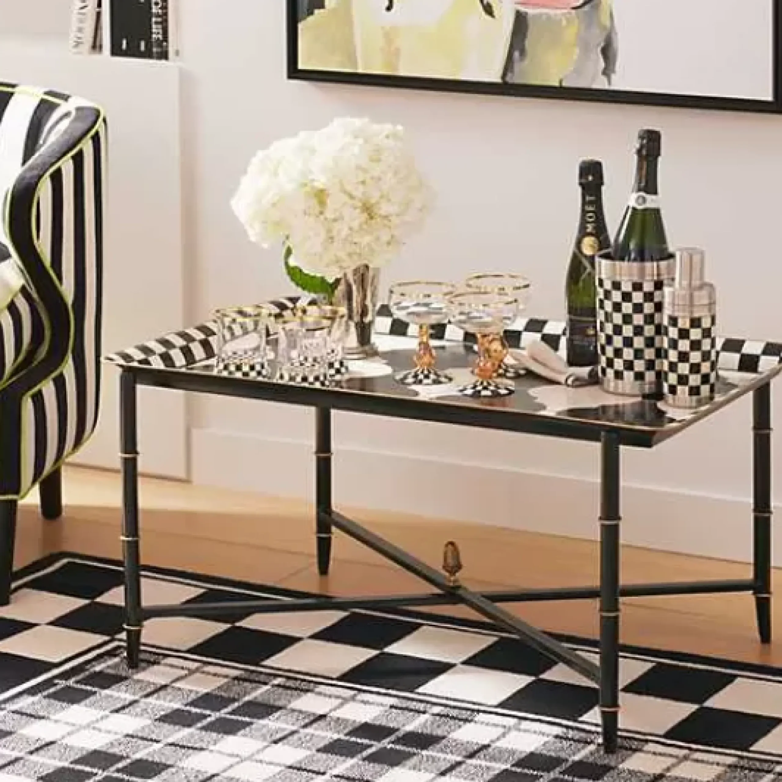 MacKenzie-Childs Courtly Check Coupe Glass< Fall Entertaining|Drinkware
