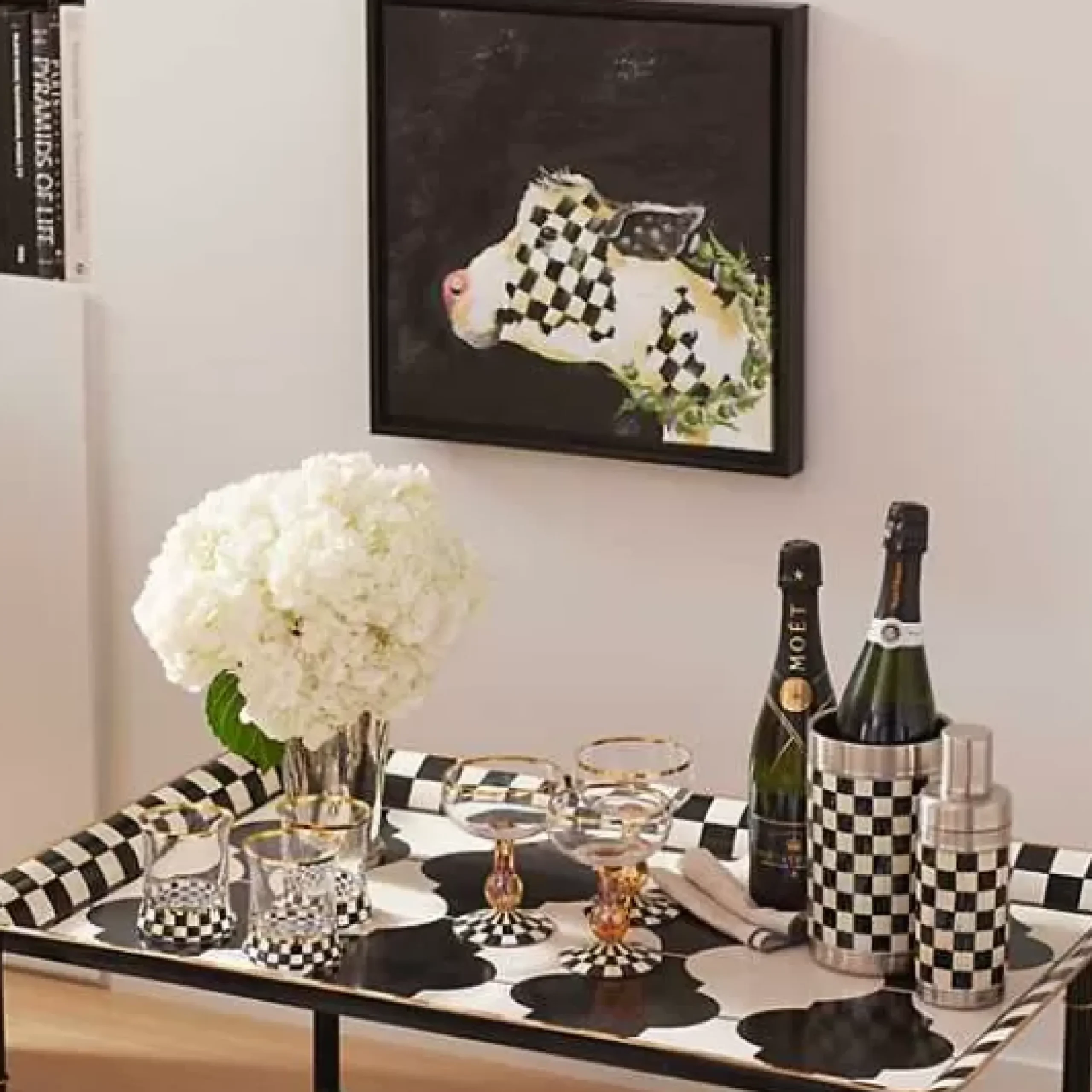 MacKenzie-Childs Courtly Check Coupe Glass< Fall Entertaining|Drinkware