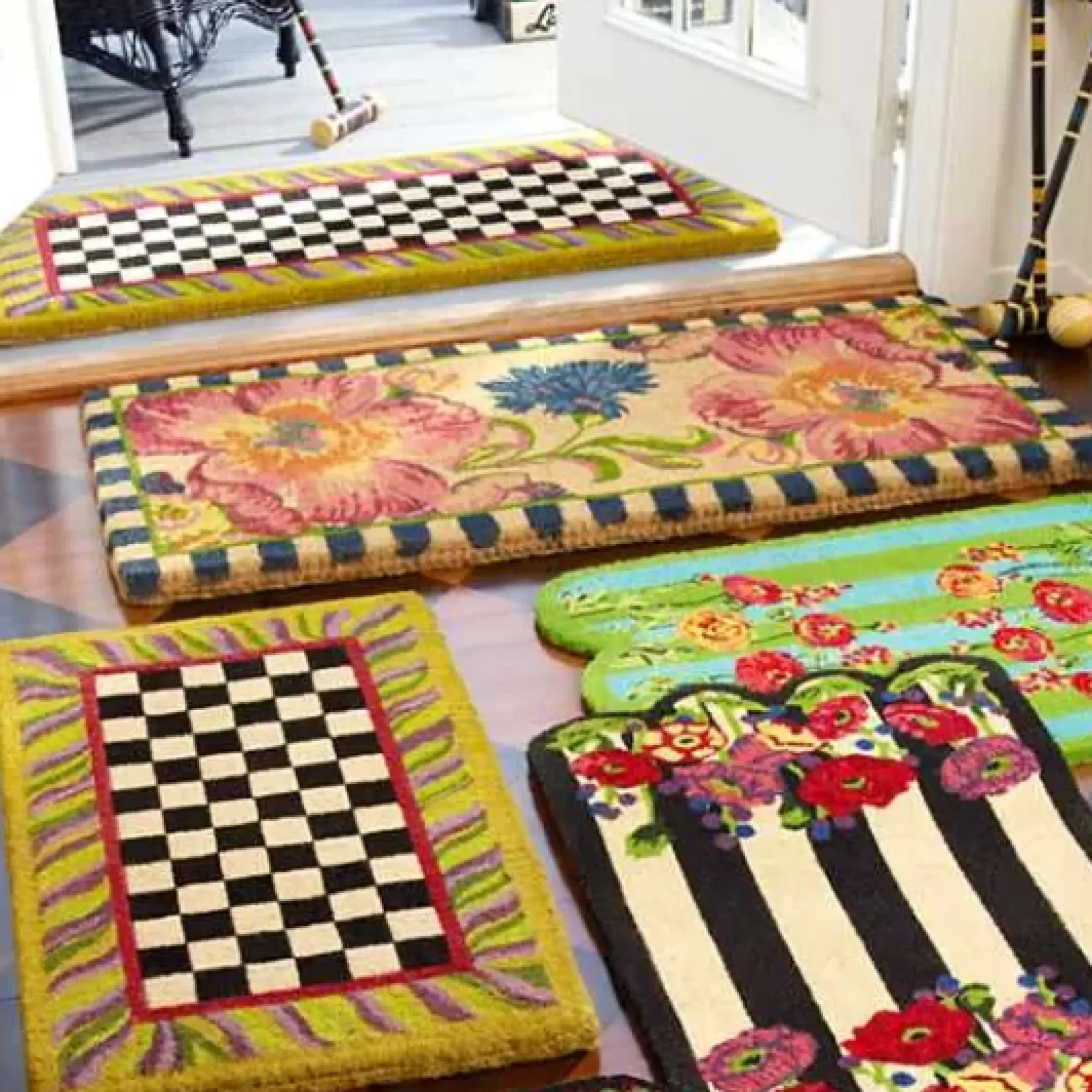 MacKenzie-Childs Courtly Check Double Door Entrance Mat< Outdoor|Rugs