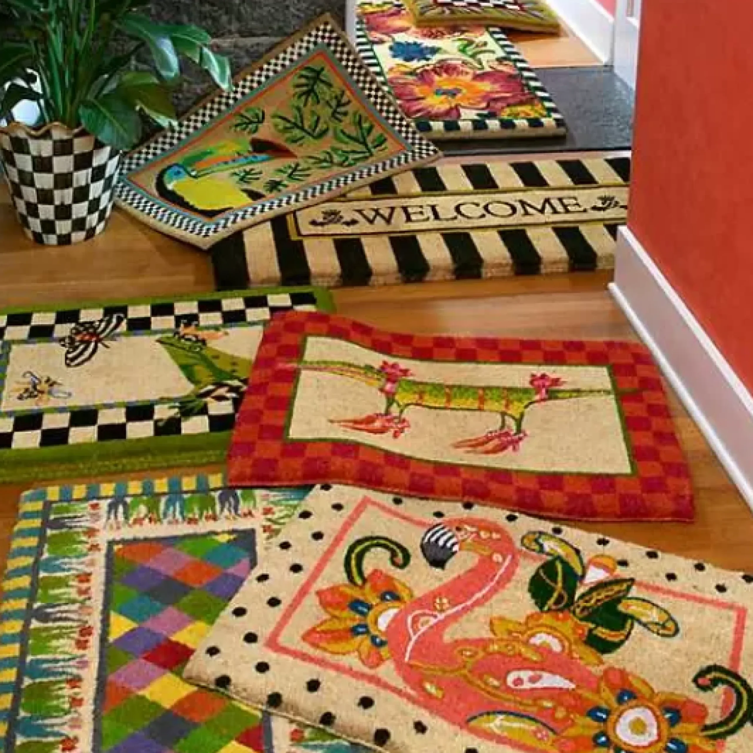 MacKenzie-Childs Courtly Check Double Door Entrance Mat< Outdoor|Rugs