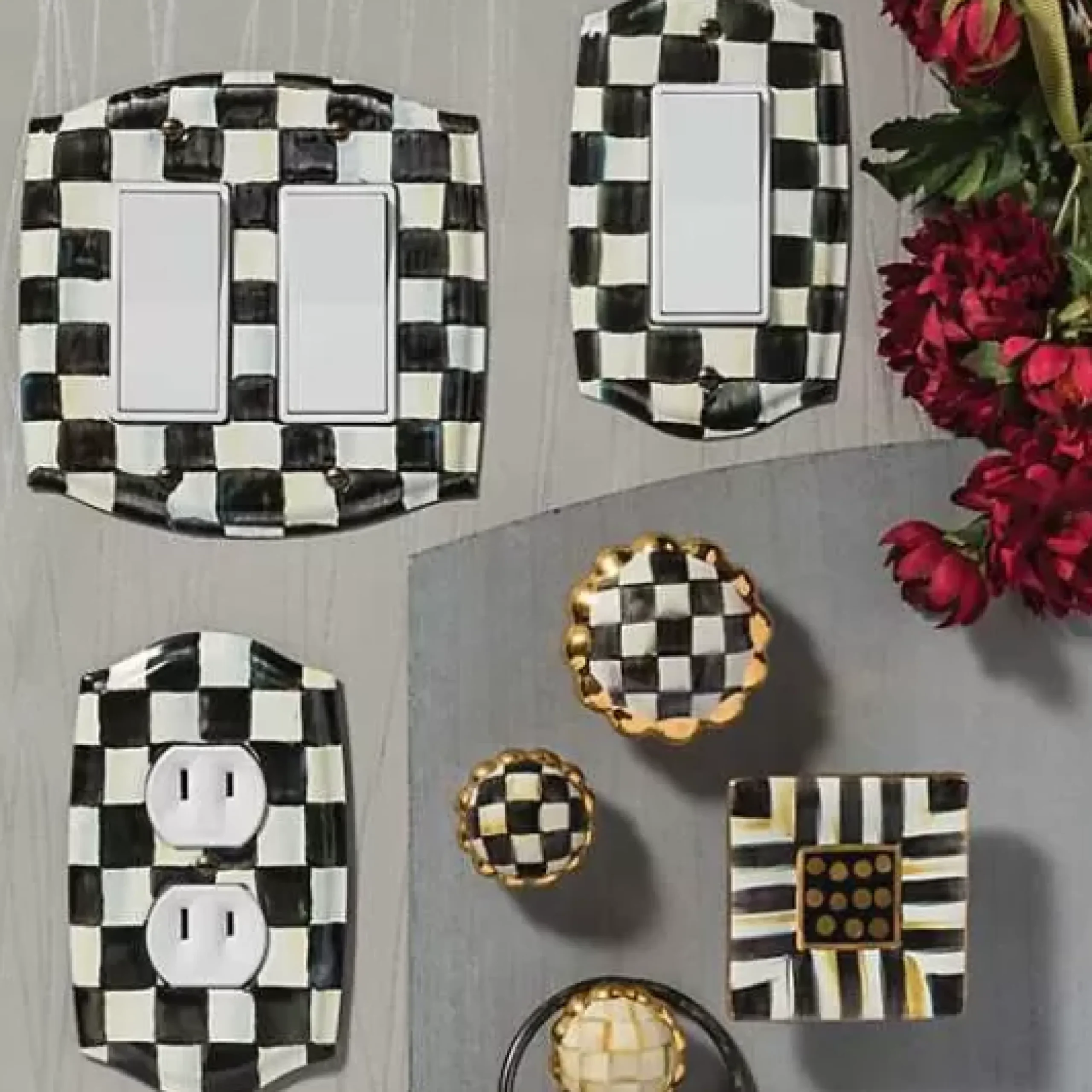 MacKenzie-Childs Courtly Check Double Rocker Switch Plate< Finishing Touches|Room Accents