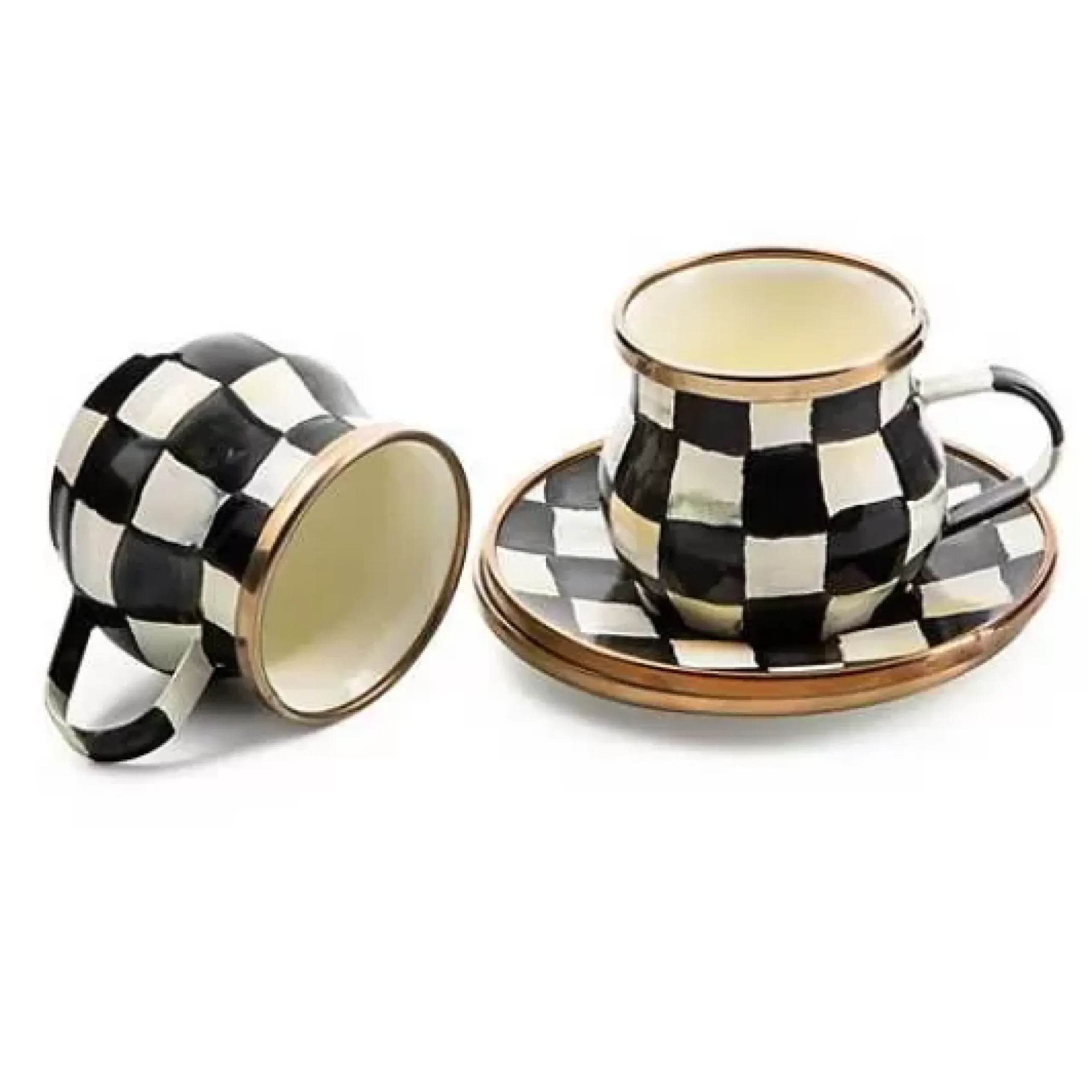 MacKenzie-Childs Courtly Check Espresso Cup Saucer Set< The Coffee Shop|Dinnerware & Flatware