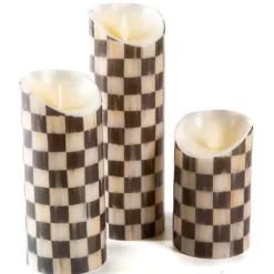 MacKenzie-Childs Courtly Check Flicker 9 Pillar Candle< Candles & Fragrances|Table Accessories