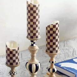MacKenzie-Childs Courtly Check Flicker 7 Pillar Candle< Candles & Fragrances|Table Accessories