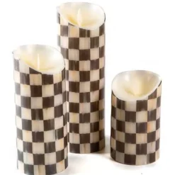 MacKenzie-Childs Courtly Check Flicker Candles - Set of 3< Holiday|The Halloween Shop