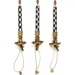 MacKenzie-Childs Courtly Check Glass Candle Clips, Set of 3< Holiday|Decor Sets