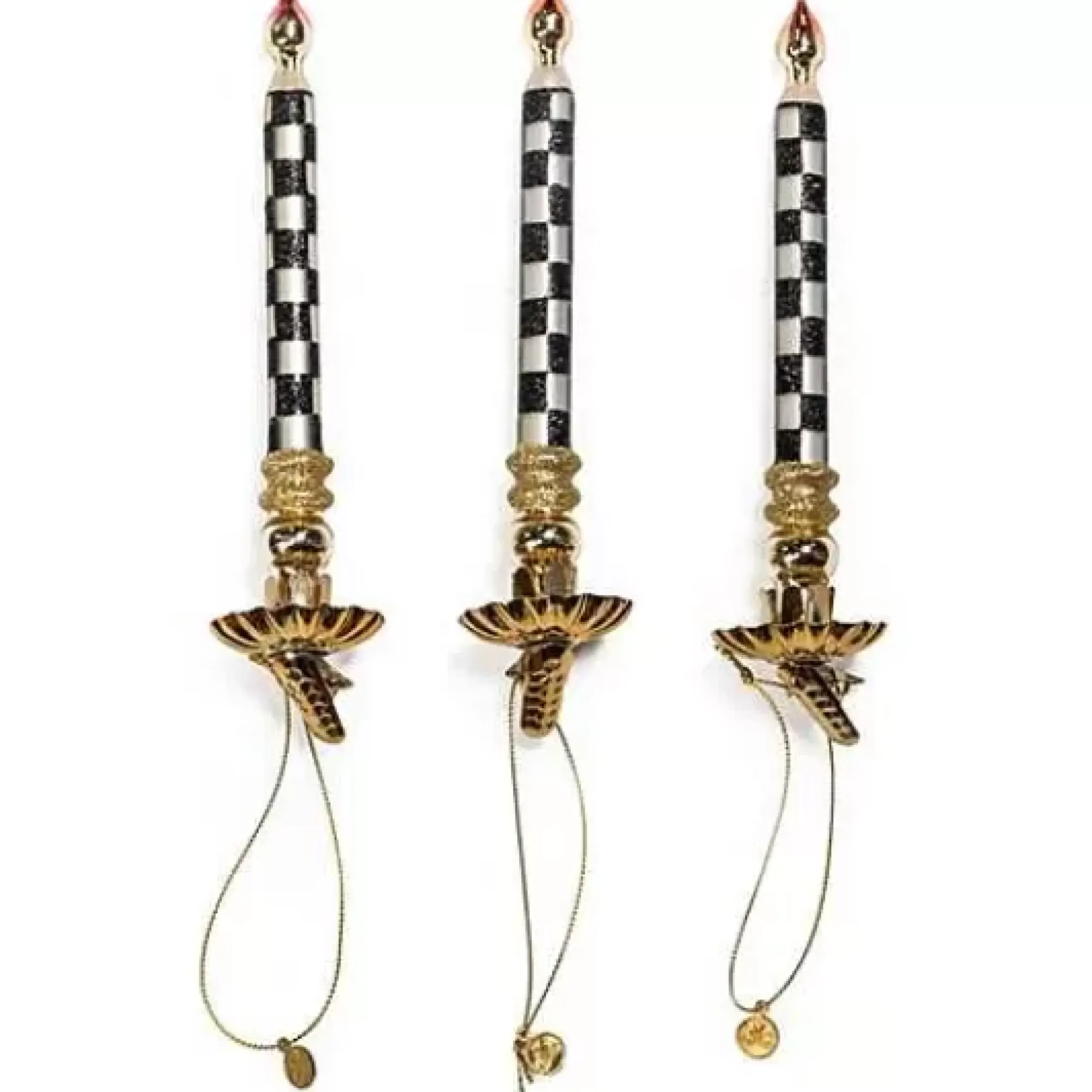 MacKenzie-Childs Courtly Check Glass Candle Clips, Set of 3< Holiday|Decor Sets