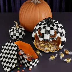 MacKenzie-Childs Courtly Check Glossy Mini Pumpkin< Pumpkins|The Halloween Shop