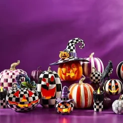 MacKenzie-Childs Courtly Check Glossy Mini Pumpkin< Pumpkins|The Halloween Shop