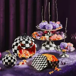 MacKenzie-Childs Courtly Check Glossy Mini Pumpkin< Pumpkins|The Halloween Shop