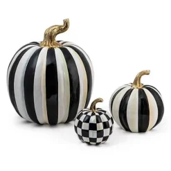 MacKenzie-Childs Courtly Check Glossy Mini Pumpkin< Pumpkins|The Halloween Shop