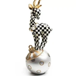 MacKenzie-Childs Courtly Check Gold Deary Deer On Ornament< Holiday