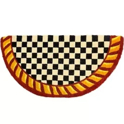 MacKenzie-Childs Courtly Check Half Round Red Gold Entrance Mat< The Fall Shop|Rugs
