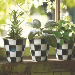 MacKenzie-Childs Courtly Check Herb Pots, Set of 3< Spring|The Fall Shop