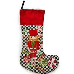 MacKenzie-Childs Courtly Check Holiday Nutcracker Stocking< Holiday|Room Accents